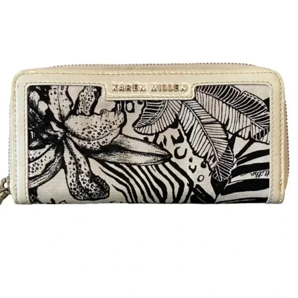 Karen Millen Womens Full Zip Around Wristlet Wallet